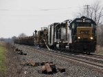 CSX 2229 leading rail pickup train